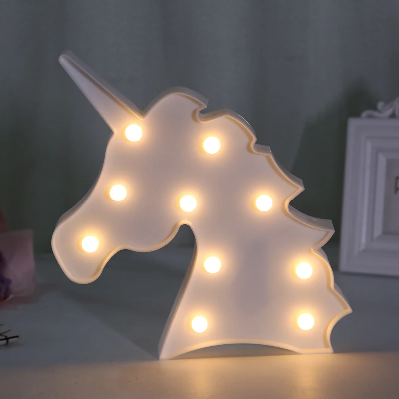 Novelty Animal LED 3D Night Light Unicorn Flamingo Reindeer party Decoration Children\'s Room Bedside Lamp Kids Toy AA