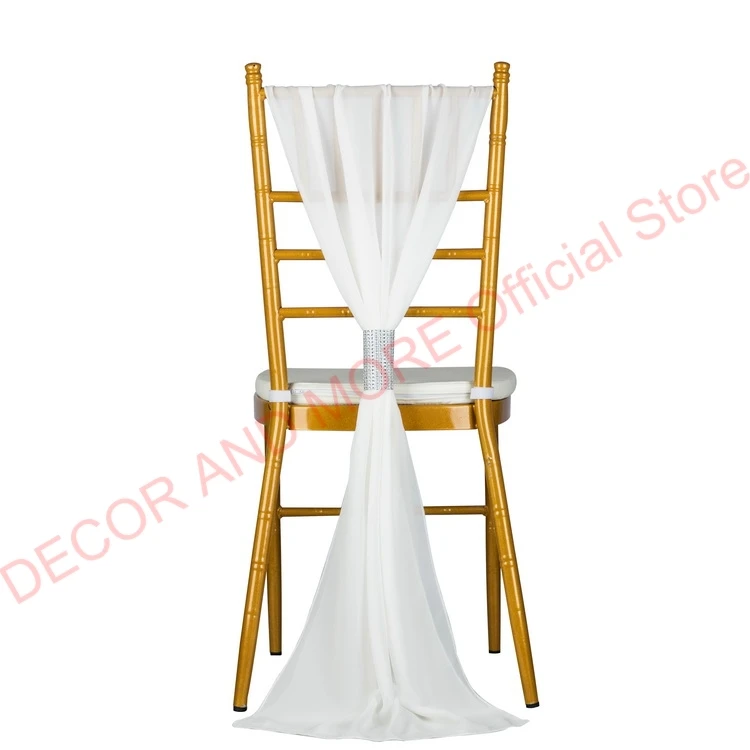 1PCS Outdoor Party Wedding Chair Hood Chiffon Ruffled Chair Sashes For Chiavari Chair Decoration White Purple Pink Chair Ties