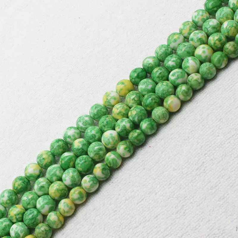 Wholesale 3-14mm Green Snow Jaspers Round Loose Beads 15