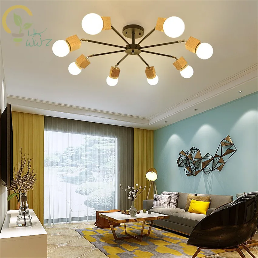 AC100-240V Modern Wood LED Ceiling Lights Living Room Bedroom Children's Room Ceiling Lamp Lustres De Sala Plafon Home Lighting