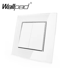 2 Gang 2 Way Switch with Clips Wallpad 110-250V White Glass EU Style 2 Gang 2 Way Double Control Wall Light Switch with Claws
