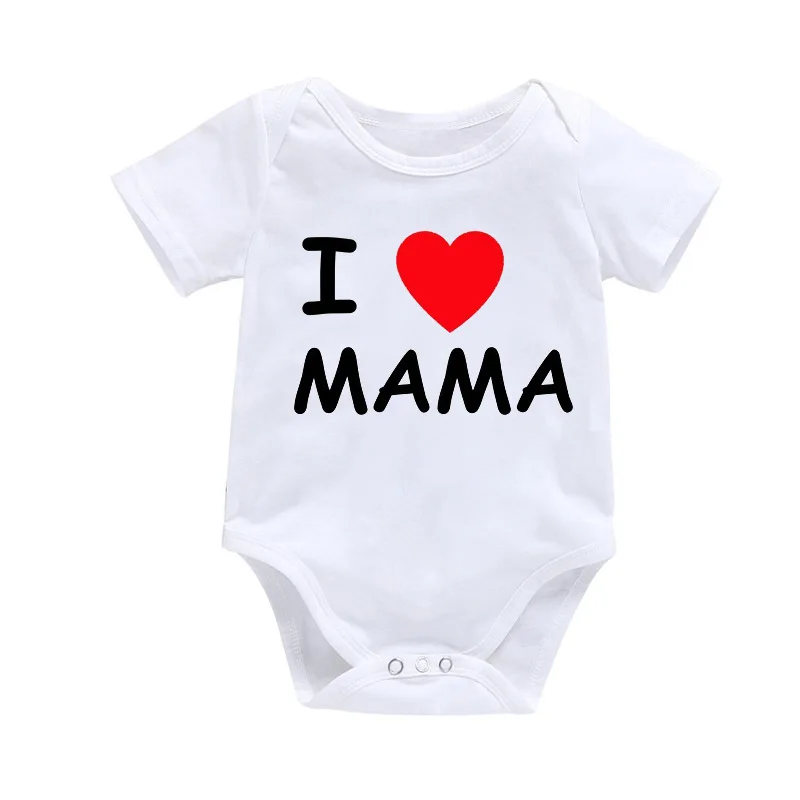 New Born Baby Clothes Breathable Cotton Short Sleeve Baby Romper Twins Baby Clothes I Love PAPA MAMA Bodysuits