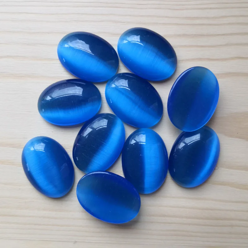 25x18MM Synthetic Cat\'s Eye Stone cabochon beads for jewelry making fashion Ring accessories 12Pcs/lot no hole