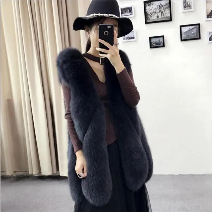 Newest 2023 Winter Fashion Women\'s Faux Fur Vest Faux Fur Coat Thicker Warm Fox Fur Vest Colete Feminino fashion S-4XL wj1180