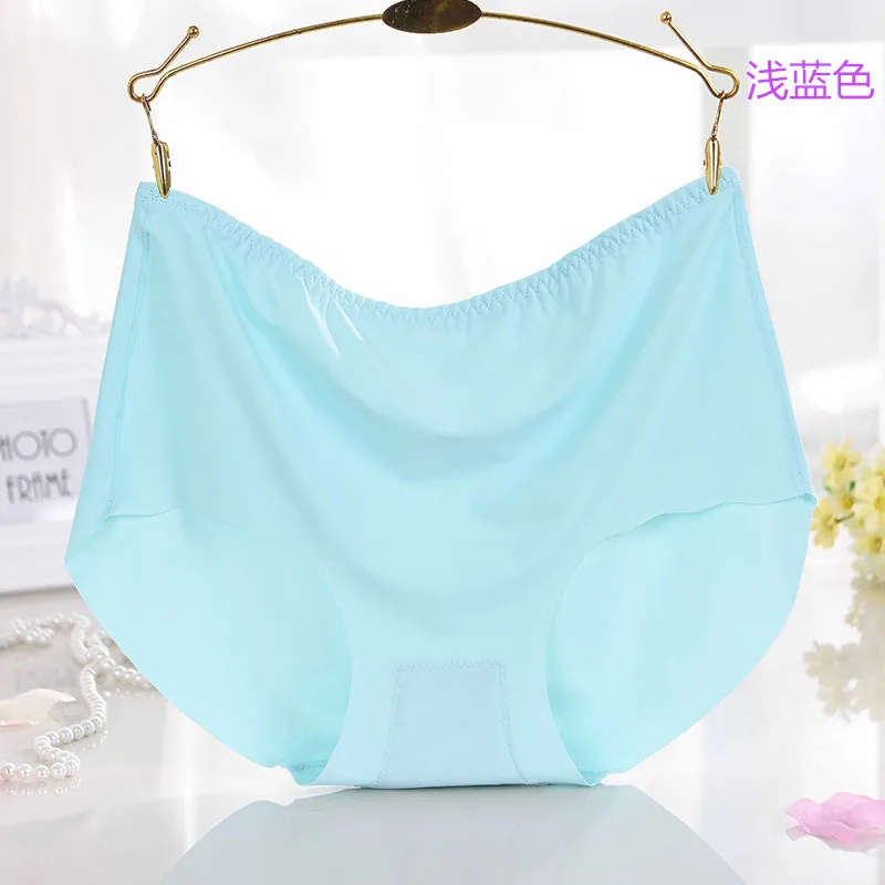 V007 4Pcs/Lot Ice Silk Panties Comfortable Breathable Women Underwear Plus Size 6XL Female Lingerie Solid Briefs