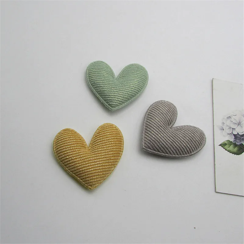 30 Stück/Los 5cm gestreifte Herz-Pads, Applikationen für Bastelarbeiten, Kleidung, Nähzubehör, DIY-Haarspangen-Accessoires – Detail 2