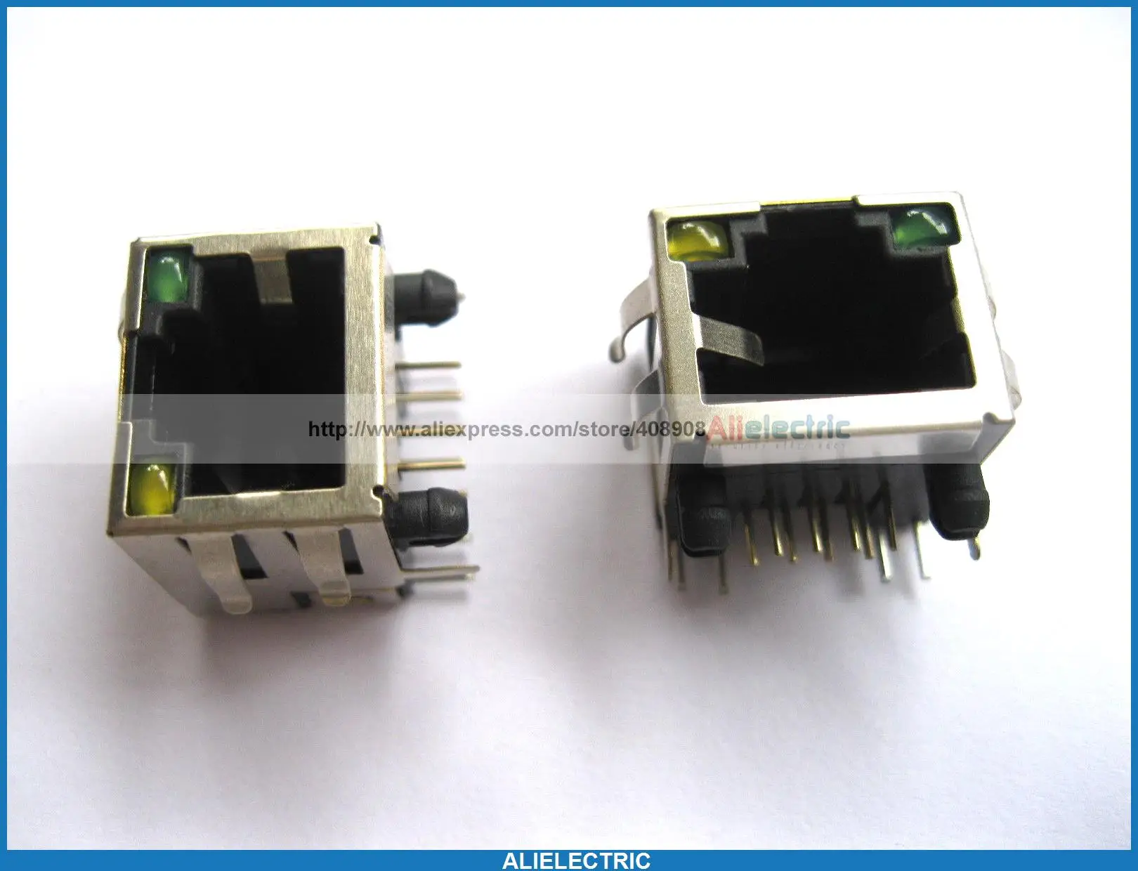 

100 Pcs RJ45 Modular Network PCB Jack 56 8P with LED Lamp