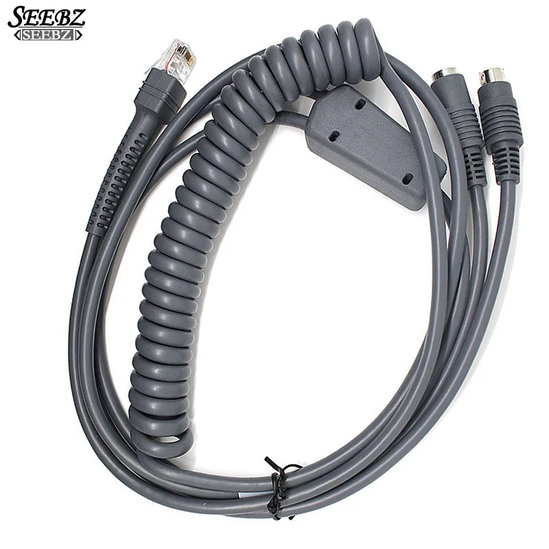 New CBA-2208-KNS2 3M PS2 Keyboard Wedge Coiled Cable For Symbol LS2208 LS4208 DS6708 LS1203 Barcode Scanner