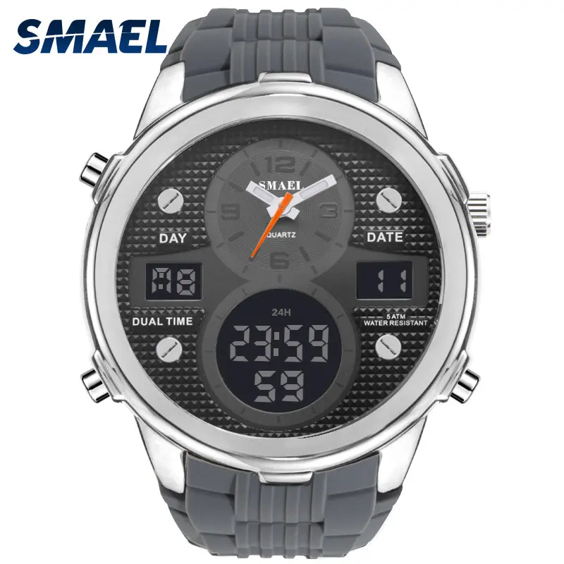 SMAEL Fashion Casual Quartz Wristwatches Digital Electronic Clock LED Automatic Alarm Clocks 1273 Men Sport Watches Waterproof