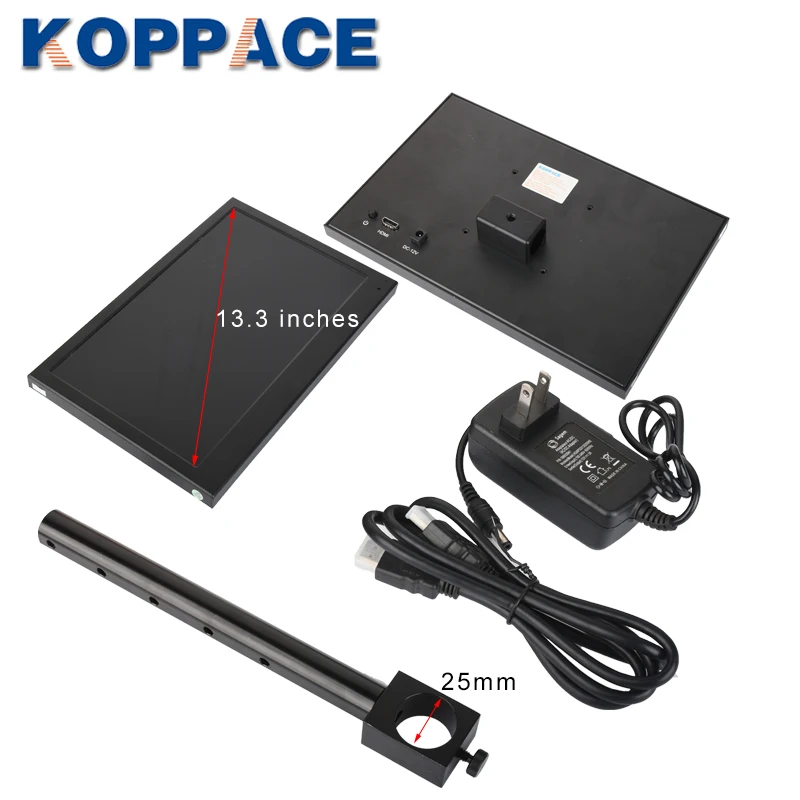 KOPPACE 17X-216X 21MP Full HD 1080P HDMI HD промышленный микроскоп для ремонта печатных плат телефона микроскоп 13,3-дюймовый экран дисплея