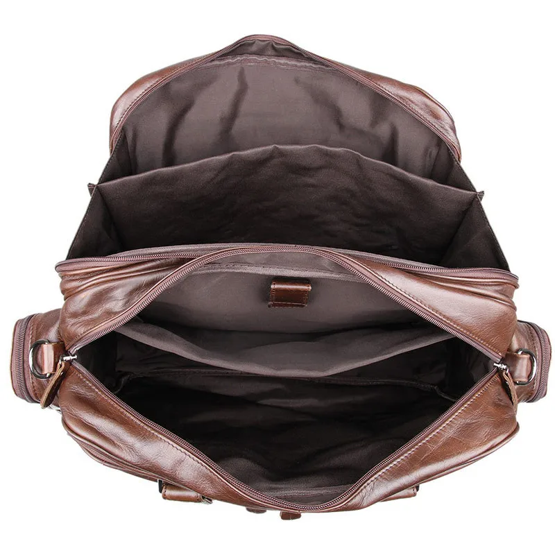 Bolso de viaje funcional de cuero genuino para hombre, Maletín de negocios informal para ordenador portátil, bolso de hombro, maletín para documentos