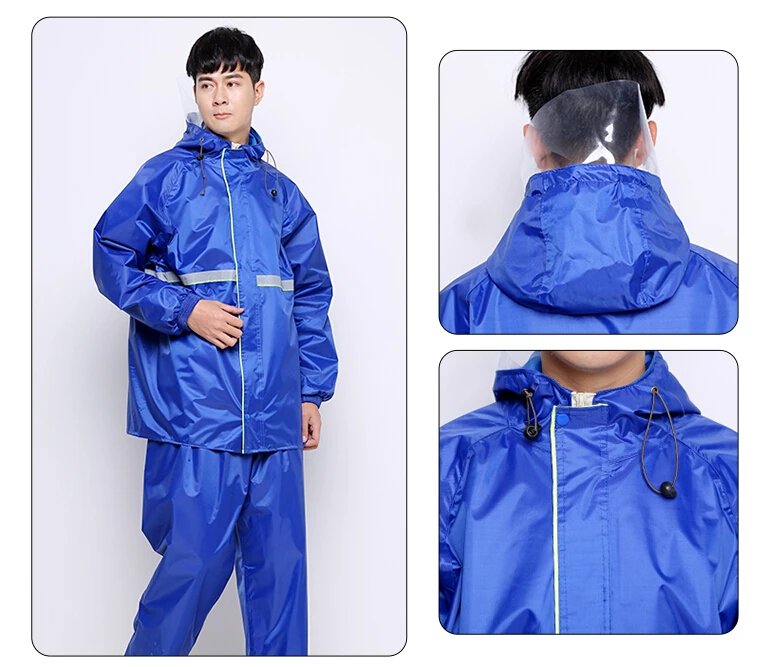 Raincoat Waterproof Outdoor Rain Pants Cycling Motorcycle Rain Coat Transparent Hat Poncho Rainwear Set