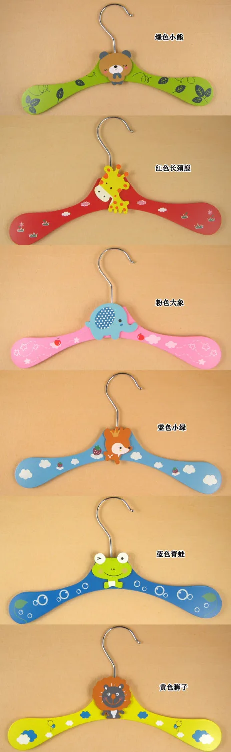 Cute Cartoon Animals Wooden Clothes Hanger for Kids, 6 Styles, New, Free Shipping, 100Pcs Lot