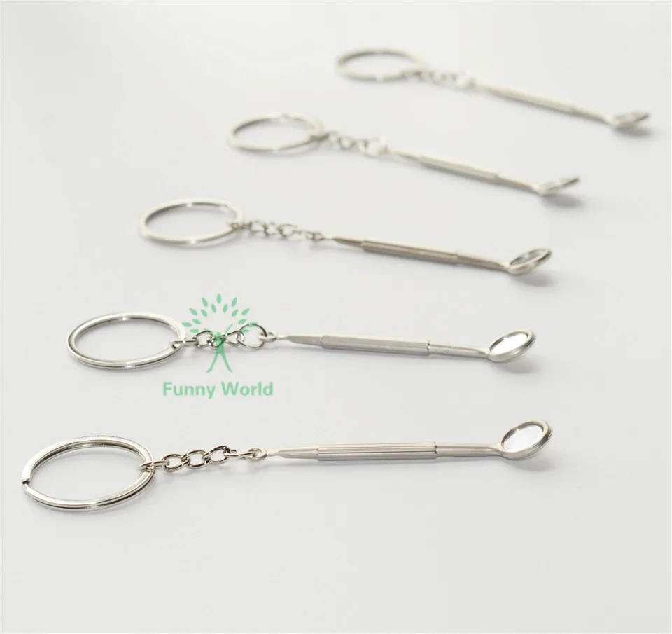 High Quality 5Pcs Dental Mini Mirror Key Chains Dentist Gift