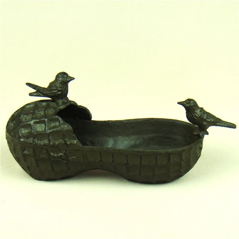 Foundry Iron Peanut Model Storage Box Decorative Metal Bird Lovers Figurine Home Organizer Bin Boutique Gift and Craft Ornament