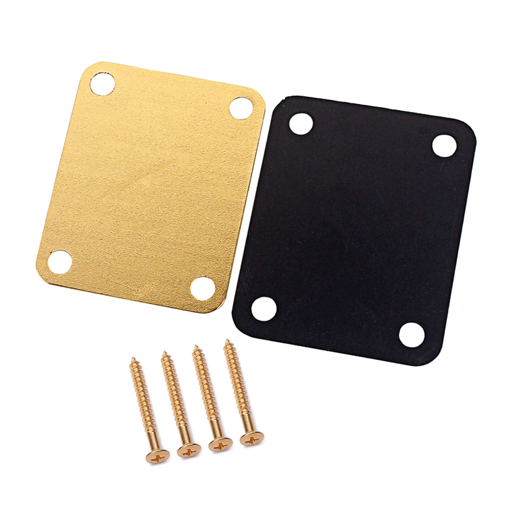 Preto/ouro guitarra pescoço placa de reforço com parafusos de montagem com 4 furos para fender guitarra elétrica baixo peças reposição