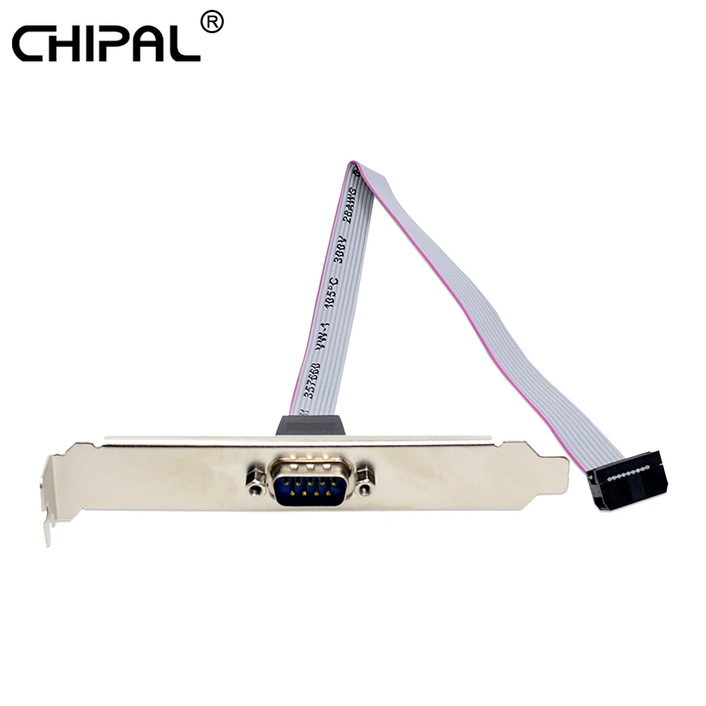 CHIPAL For Motherboard 9 Pin Female to RS232 DB9 Pin Com Port Ribbon Serial Cable Connector Bracket with cable
