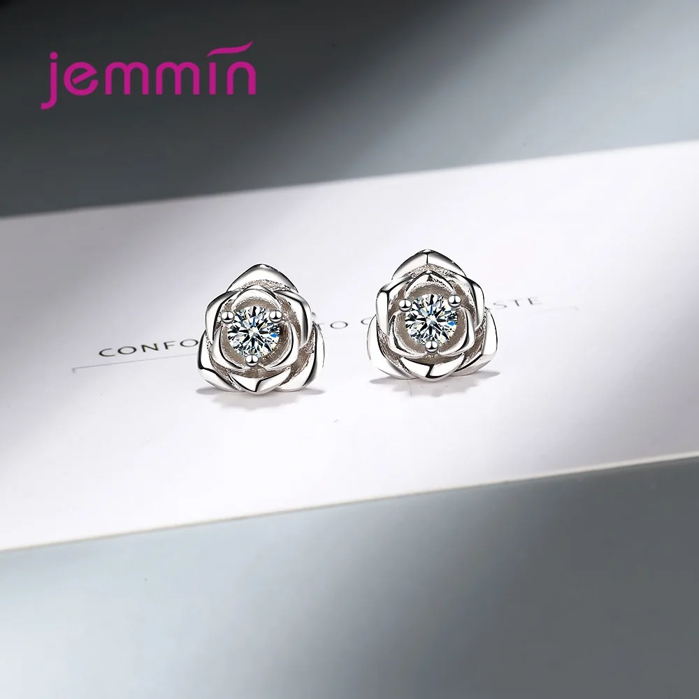 New Romantic Style Women Rose Shape Stud Earrings For Sale Free Shipping Wedding/Engagement Party Sweet Ear Nail