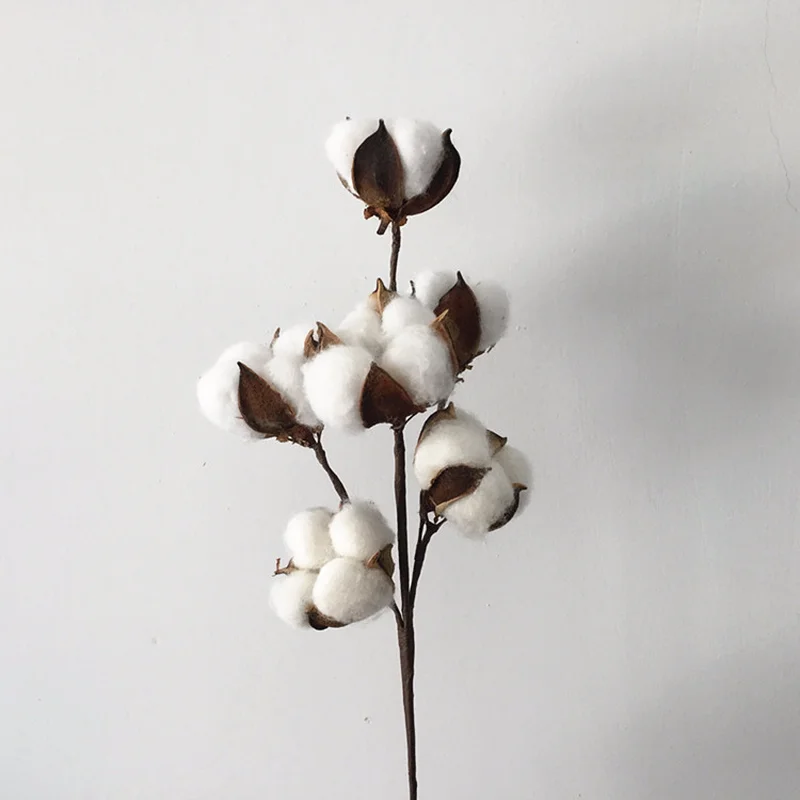 6 Head Dried Flower artificial cotton flower Branch single branch simulation flower wedding decoration for home party office image 3
