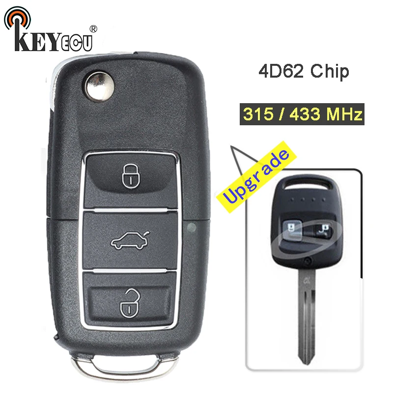 KEYECU 315 / 433MHz 4D62 Chip Upgraded Flip Folding 2 Button Remote Car Key Fob key for Subaru Impreza Forester Liberty Outback