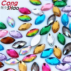 Cong Shao 500pcs 5*10mm Colorful Horse eye flatback Acrylic rhinestone trim stones and crystals DIY Decoration Accessories YB320