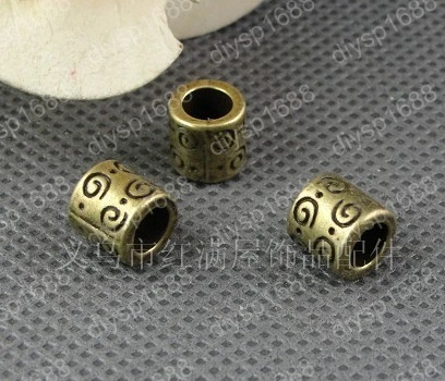 100pcs/lot  9*8MM  Zinc alloy bead Antique Bronze Plated big hole bead Jewelry Findings JJA2838