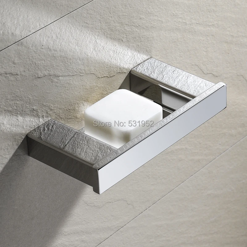 Square Soap Dishes Holder Wall Mount Stainless Steel Square Soap Holder Silver Color Soap Case Home Decoration Fashion Design