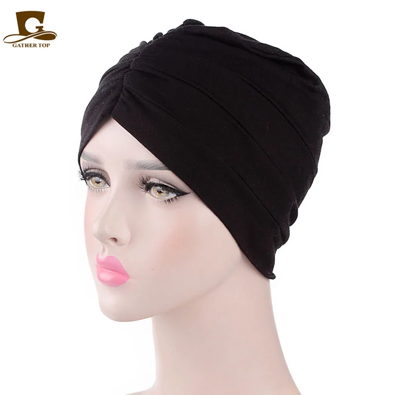 Nova womens macio muçulmano confortável quimio boné sono turbante chapéu forro para câncer perda de cabelo algodão cabeça envoltório acessórios para