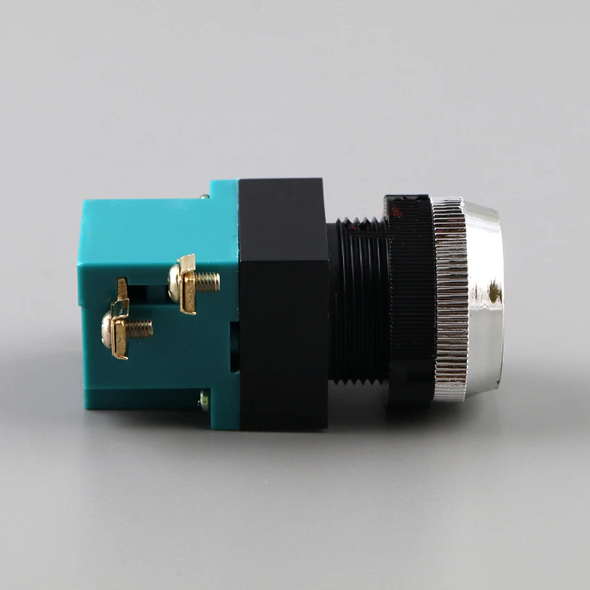 LA19-11 ABS Self-reset Push Button Switch 25mm 380V 5A Round Start Stop Flat Head 1 Open 1 Close Switch for Ship,Machine Tool