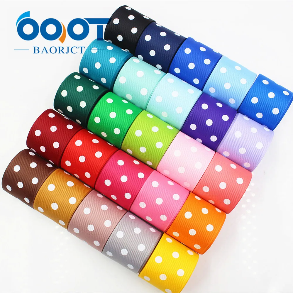 OOOT BAORJCT 176181 38mm 10 yard/lot Dots Ribbons Thermal transfer Printed grosgrain Wedding Accessories DIY handmade material