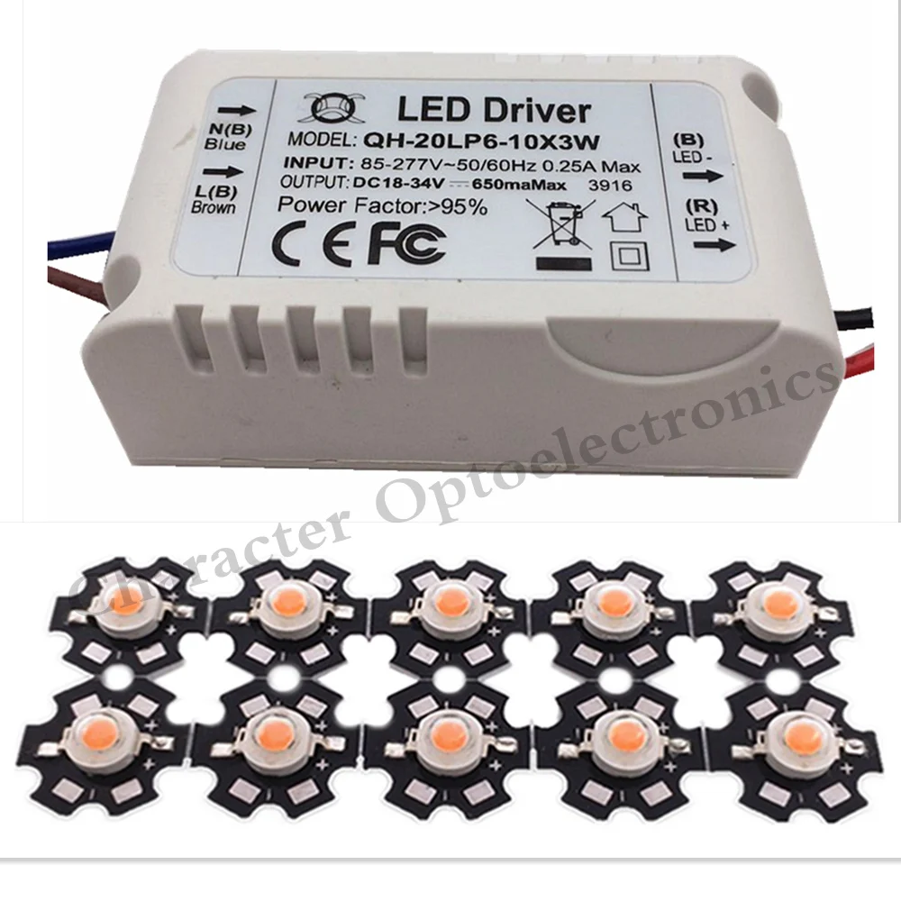 3W Full Dpectrum 400nm~840nm Led Grow Lights With 6-10x3W Led Driver For Plant