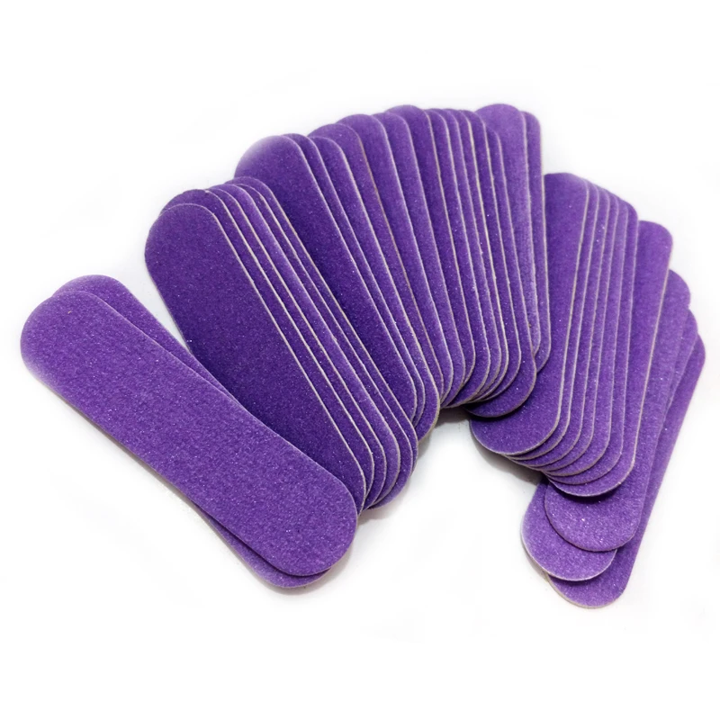 Brand New 100pcs Mini Nail File Buffer Purple Fashion Sanding Nail Files Buffer Buffing Wood limas para manicure Wholesale