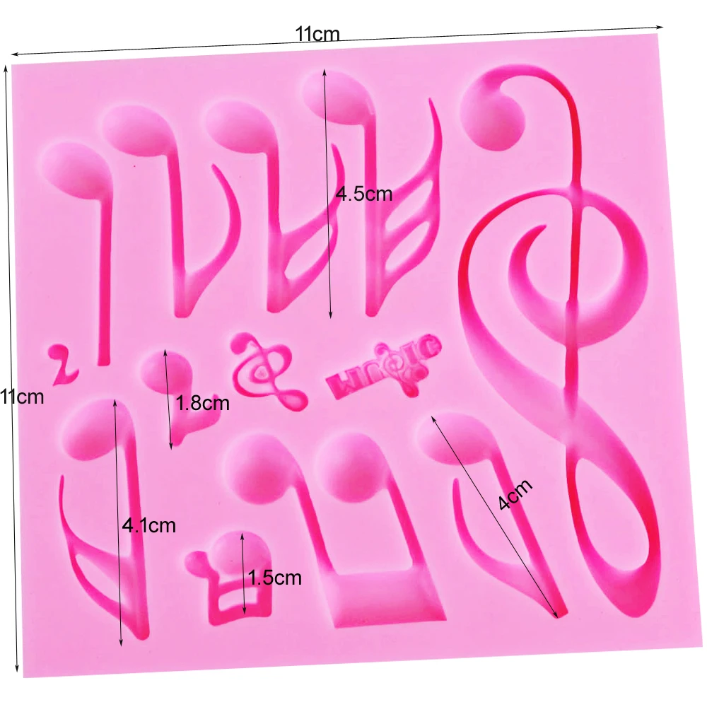 Byjunyeor M272 Music Notes UV Resin Silicone Mold Fondant Chocolate Candy Lollipop Crystal Epoxy Soft Clay Bake Tool