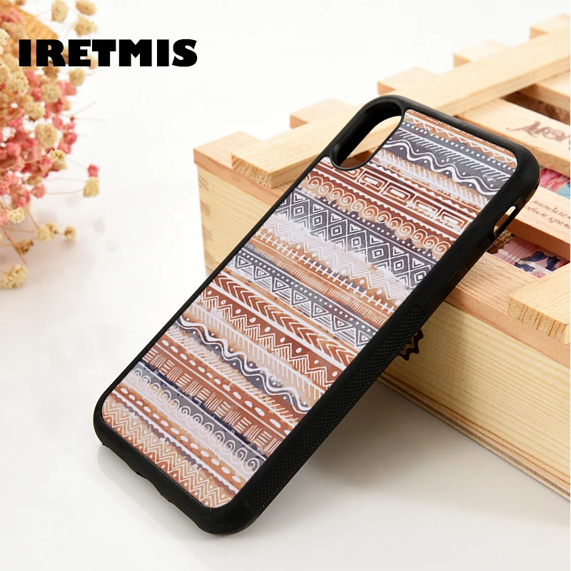 Iretmis 5 5S SE 6 6S Soft TPU Silicone  phone case cover for iPhone 7 8 plus X Xs 11 Pro Max XR Rustic Aztec Pattern Ethnic Boho