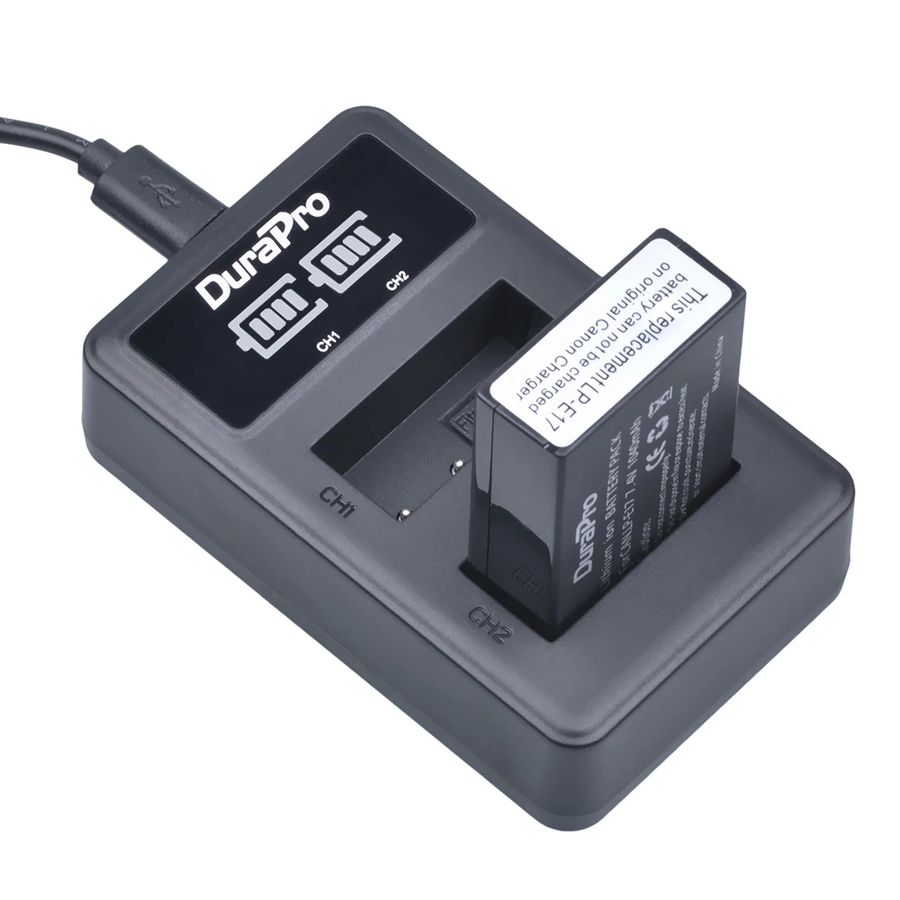 DuraPro 4 قطعة بطارية لكانون LP-E17 LPE17 + LED المزدوج شاحن لكانون EOS المتمردين T6i 750D T6s 760D M3 800D 8000D X8i