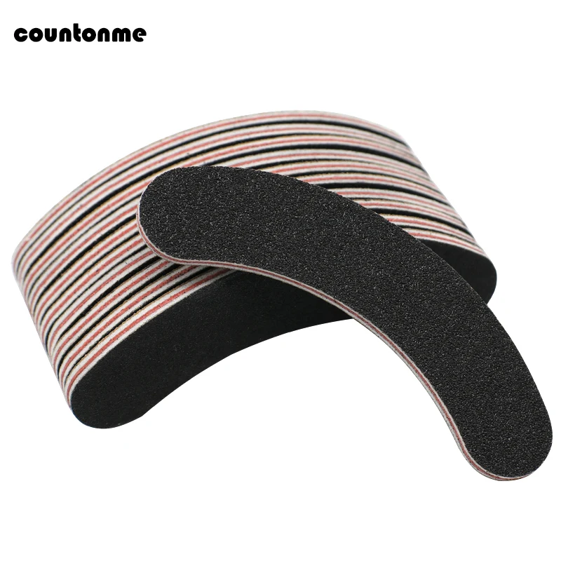 10pcs Mini Nail Files Black Curved Sanding Nail File 100/180 Disposable Double Side Sandpaper Files Nail Polish Tools nagelvijl