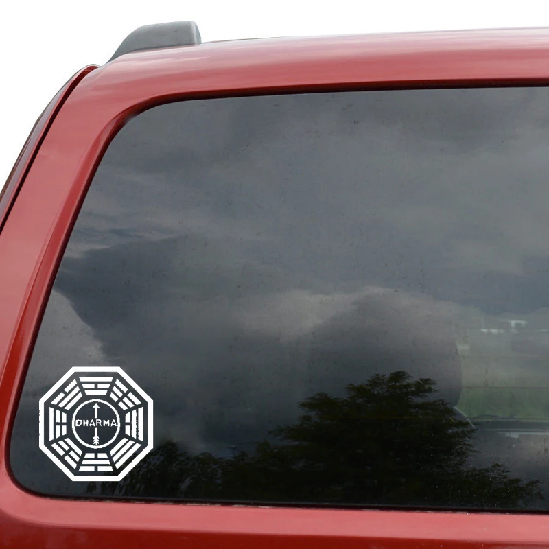 YJZT 15CM*15CM Lost Dharma Initiative Personality Vinyl Car Stickers Black/Silver Decoration Decal