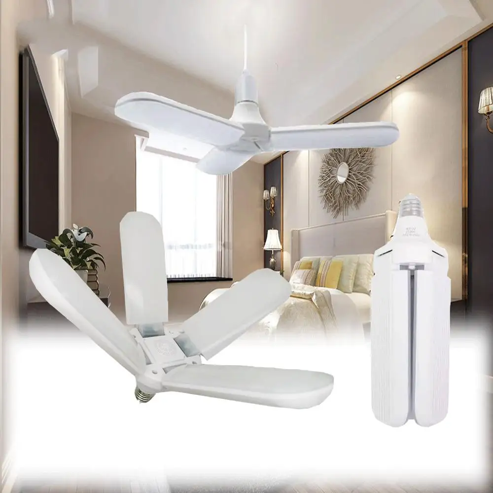 

E27 LED Lamp Fan Bulb 110V 220V Foldable Fan Blade Angle Adjustable Ceiling Diode Lamp 30W 36W 45W 60W Powerful LEDs Light Bulb