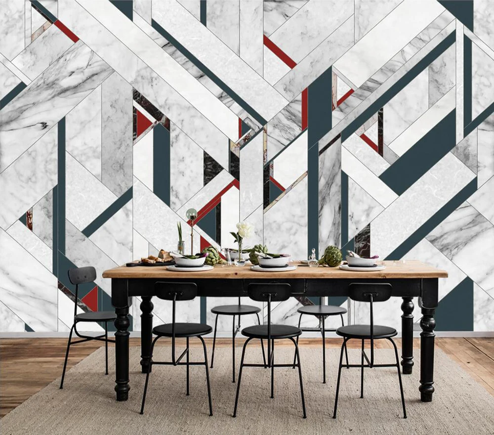 Custom wallpaper Retro geometric shapes color block background wall