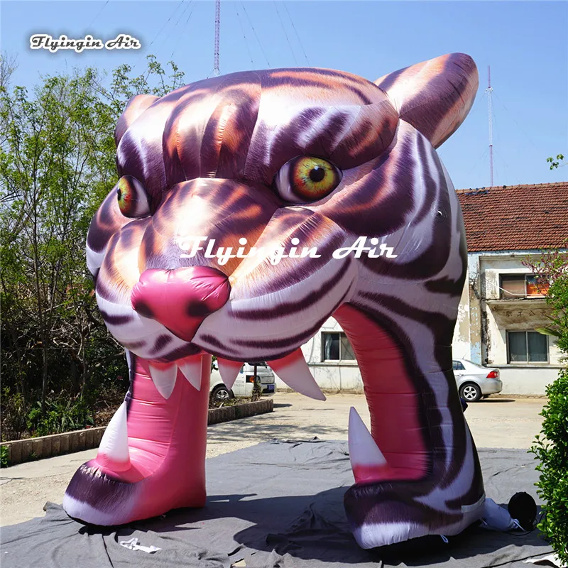 

Customized Large Inflatable Tiger Archway 4m Airblown Mascot Gate Giant Tiger Head Arch For Park Entrance Decoration