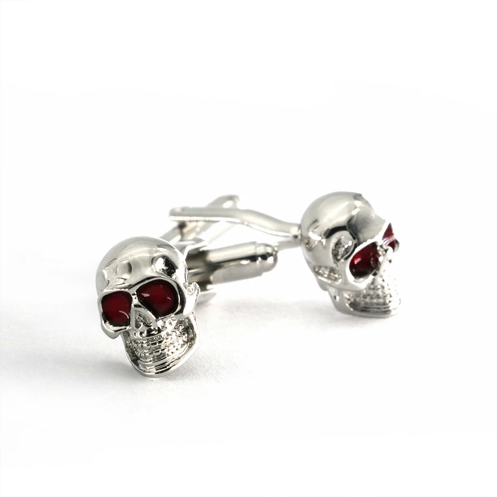 iGame Skeleton Cuff Links Red Eyes Skull Design Quality Brass Shirt Cuflinks For Men