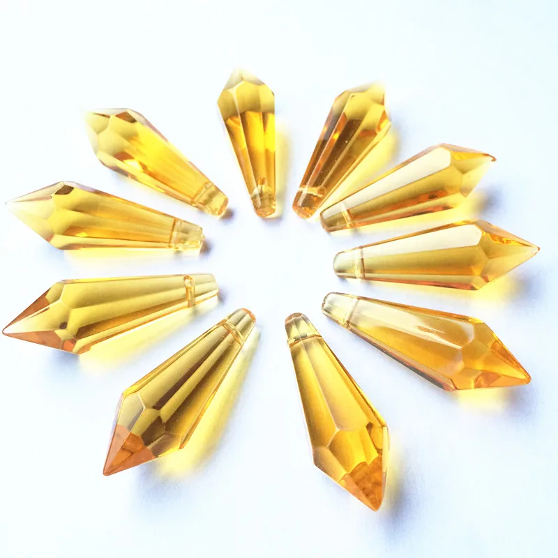 

WholeSale 400pcs 36mm Chandelier Glass Crystals Lamp Prisms Parts Hanging Drops Pendants Gold Colors Available Lighting Supplies