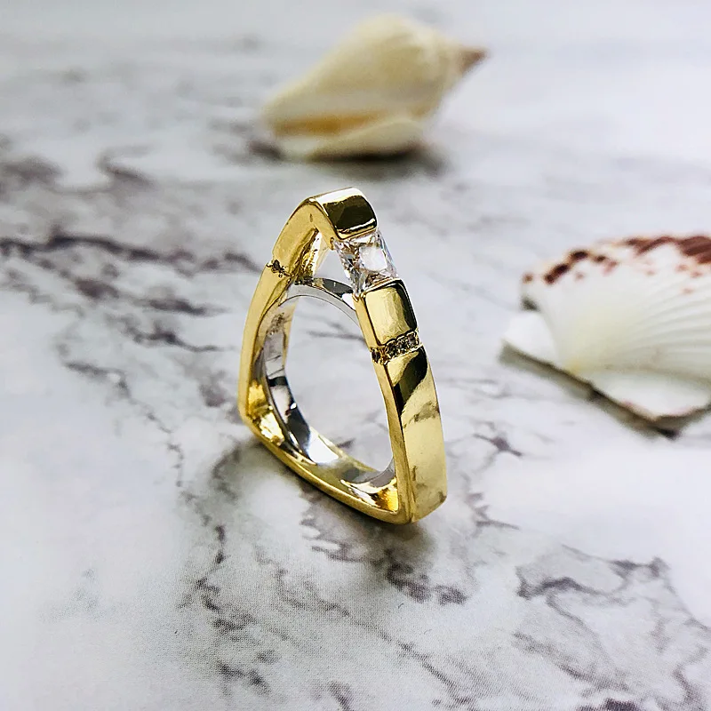 Vintage Female Zircon Stone Ring Unique Style Crystal Silver Gold Color Wedding Ring Promise Engagement Rings For Women