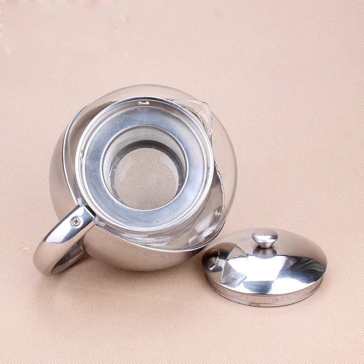 500ml New stainless steel Glass Spherical flower tea pot,Flower Tea Set Puer Kettle Coffee Teapot Convenient Infuser Office Home