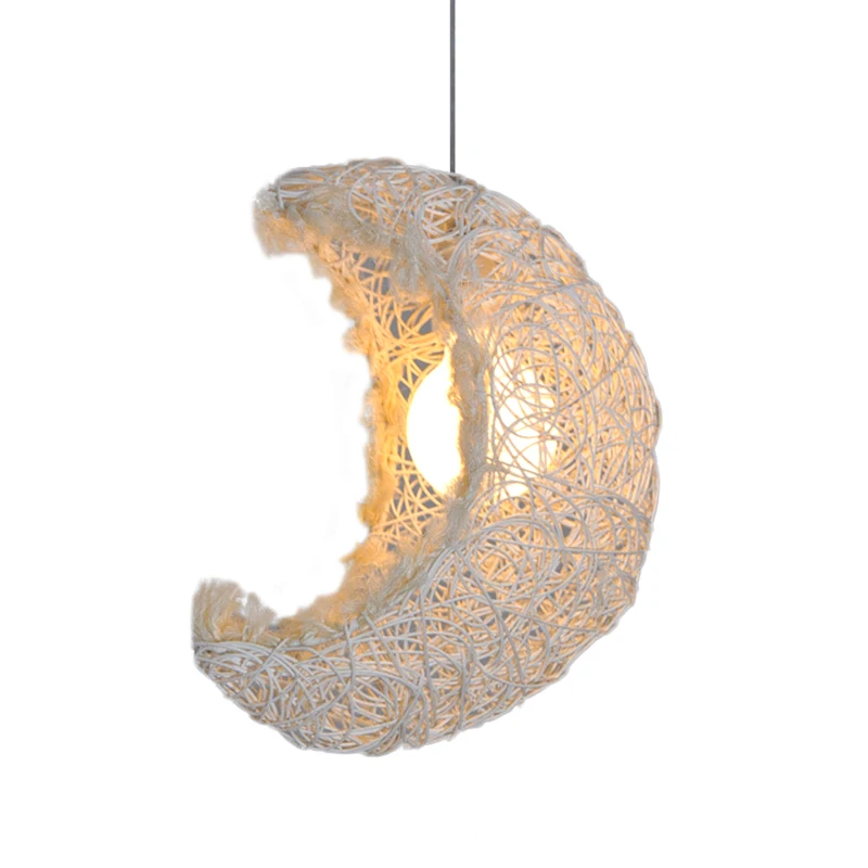 Hallway Pendant Lamp Country Rustic Beige Crescent Moon Bedroom Corridor Balcony Pendant Suspension Lighting