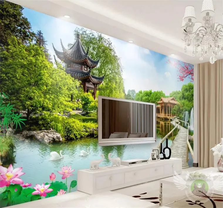 

Custom Mural Wallpaper For Walls 3 D Chinese Style Nature Landscape 3D Wallpaper Living Room Bedroom Non-Woven Modern Home Decor