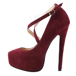 LAIGZEM Women Heels Party Club Platform Ladies High Heels Pumps Sandals Faux Suede Shoes Tacco Zapatos Mujer Large Size 41 47 52