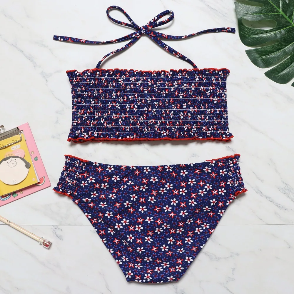 Family Matching Swimsuit 2PCs Beachwear Women Bikini Baby 2PCs Bathing Holiday Swimsuit Mother Daughter Swimwear Clothing