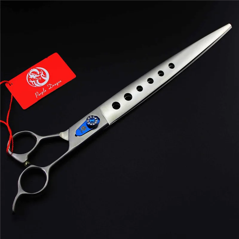 

Purple Dragon 10 inch Pet Shears for Dogs Cats Knife Edge with Hole Shears Clippers Cutting Shears Machete This Goods for Pets