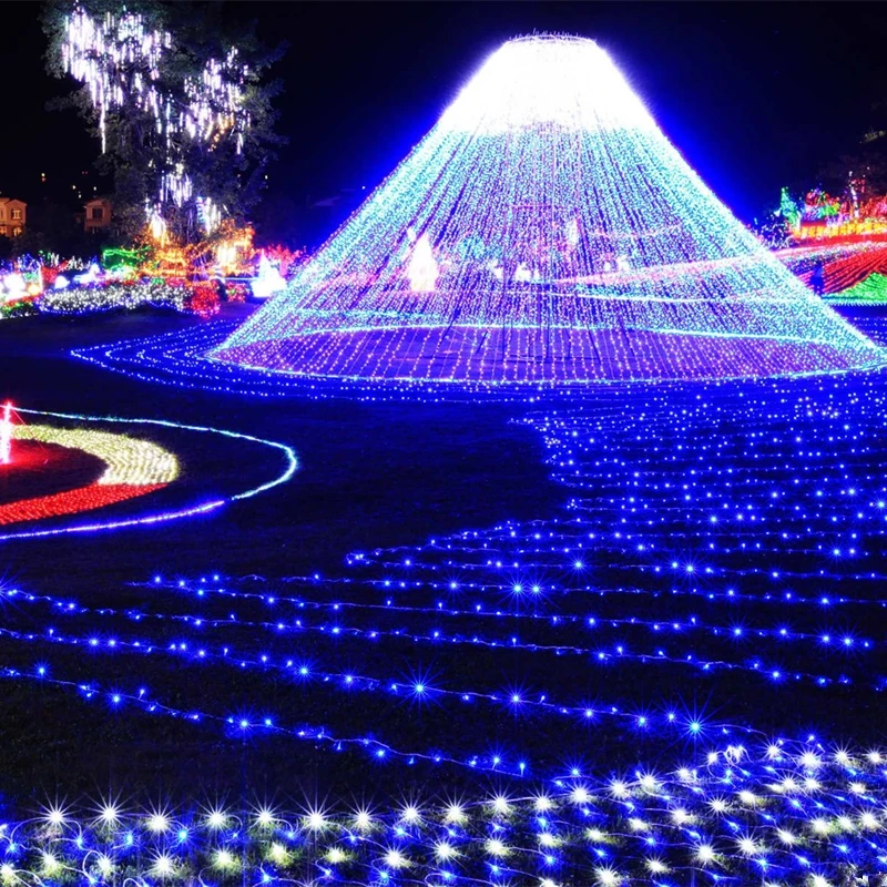 BLUBBLE Christmas Holiday Lights Waterproof AC110-240V 100 Heads 10m Halloween Holiday Lighting Garden Square Led String Light